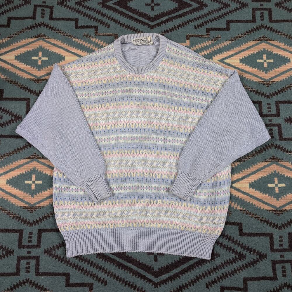 Vintage 90s Norm Thompson Sweater Women's Multicolor Easter Cottage Core Large